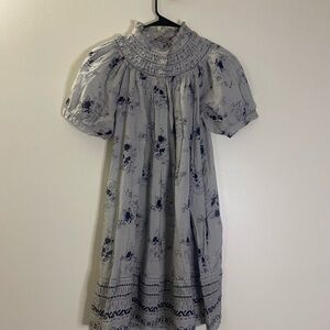 H&M Blue Puff Sleeve Smocked Mini Dress